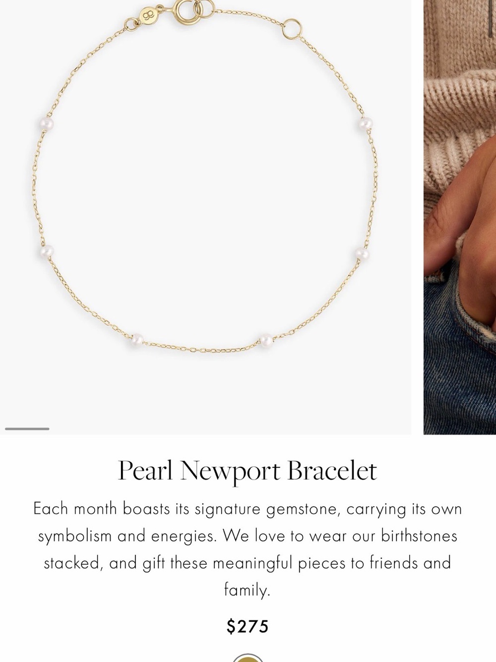 Gorjana Fine Gold Pearl Bracelet - Picture 2 of 4